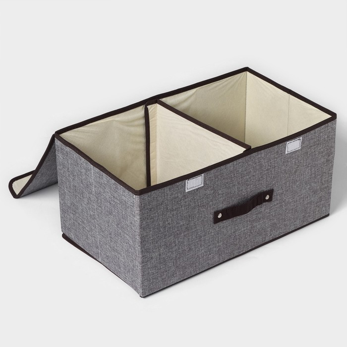 Короб для хранения с двойной крышкой «Тэри», 50×30×25 см, цвет серый