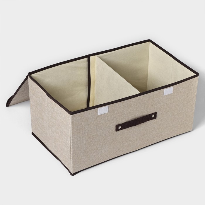 Короб для хранения с двойной крышкой «Тэри», 50×30×25 см, цвет бежевый