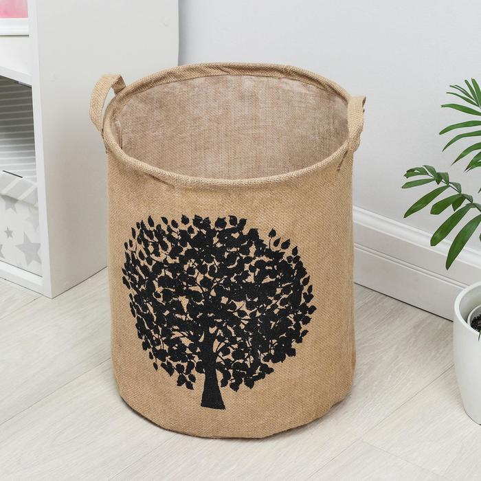 фото Корзина для белья с ручкой "древо" 35х40 см