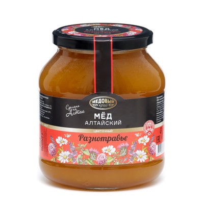 Мёд алтайский «Разнотравье» натуральный цветочный, 1000 г - Фото 1