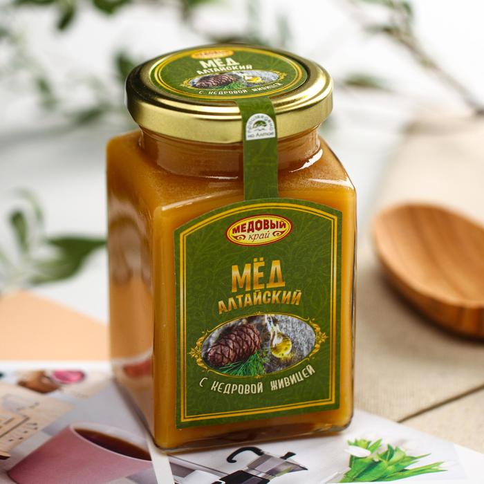 Мёд алтайский с кедровой живицей, 330 г мёд алтайский натуральный цветочный с кедровой живицей 250 г