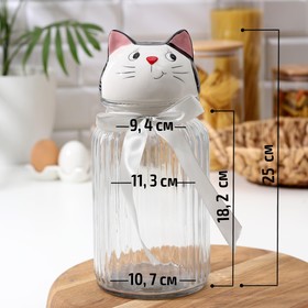 

Банка для сыпучих продуктов Доляна «Котик», 1,3 л