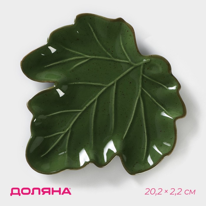 Блюдо сервировочное Доляна «Лист», 20,2×2,2 см, цвет зелёный блюдо сервировочное доляна лист