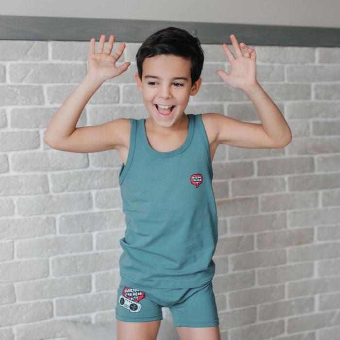 фото Майка для мальчика funny, рост 86-92 см, цвет бирюзовый bossa nova