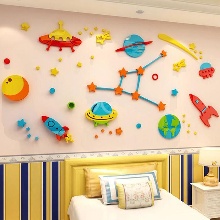 Наклейки интерьерные Космический мир, детские, декор на стену, панно 92 х 180 см наклейки интерьерные слоник детские декор на стену панно 61 х 80 см