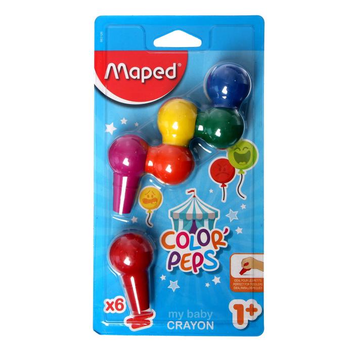 Пластиковые мелки 6 цветов, для раннего возраста MAPED Color'Peps Baby, фигурные формы, 1+