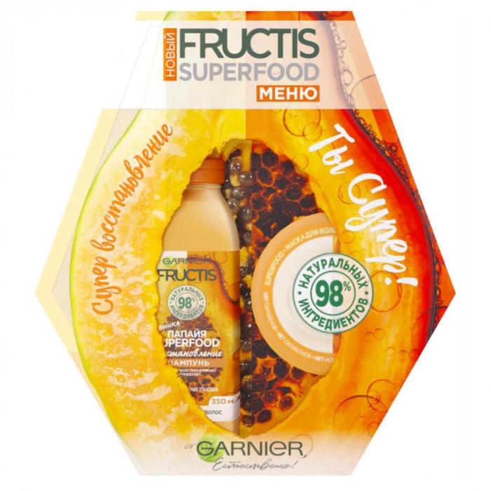Набор Garnier Fructis: шампунь папайя, 350 мл + маска папайя, 390 мл