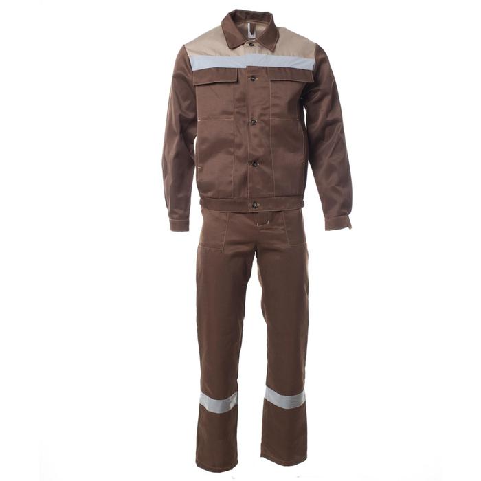 фото Костюм летний «оптимал» с соп куртка, п/к, коричневый/беж, размер 48-50/170-176 спрут