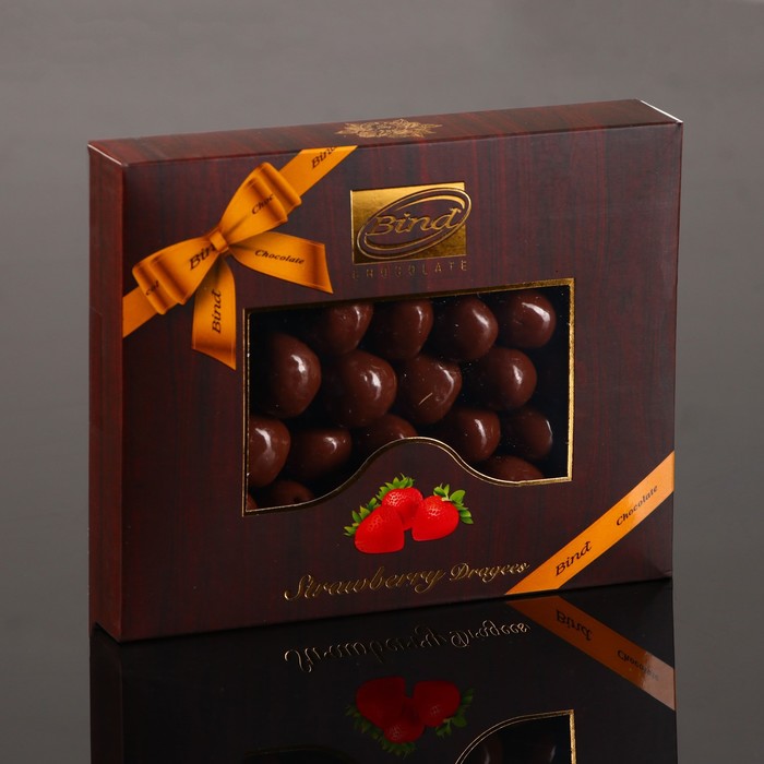 шоколадное драже малина в темном шоколаде 100 г Шоколадное драже «Клубника в шоколаде»‎, 100 г