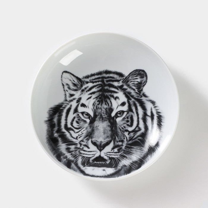 Тарелка фарфоровая глубокая «Тигр», 700 мл, d=20,5 см, белая тарелка глубокая универсал 700 мл d 20 см белая фарфор