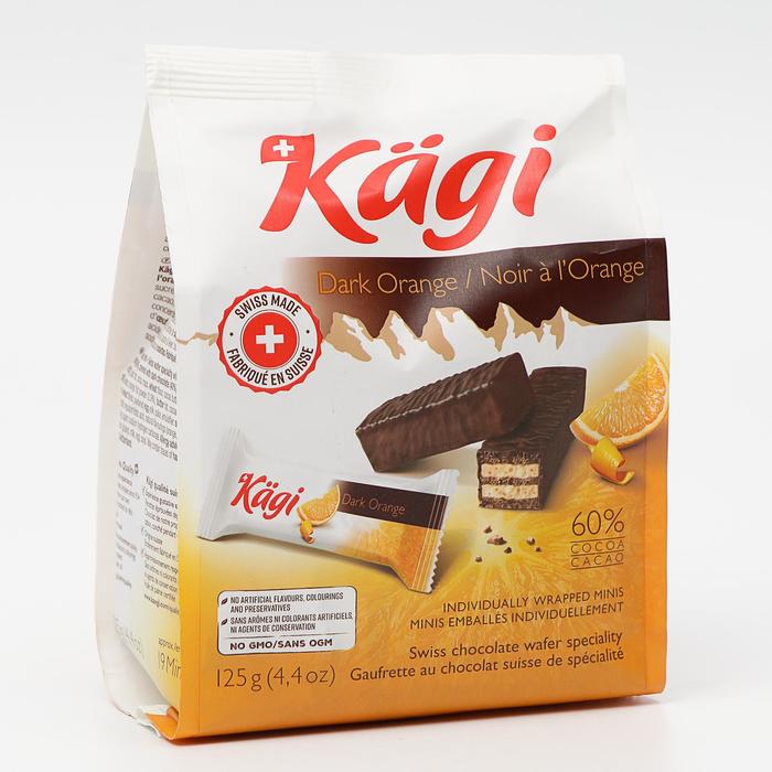 

Вафли Kägi Dark Orange mini с апельсиновым кремом и тёмным шоколадом, 125 г