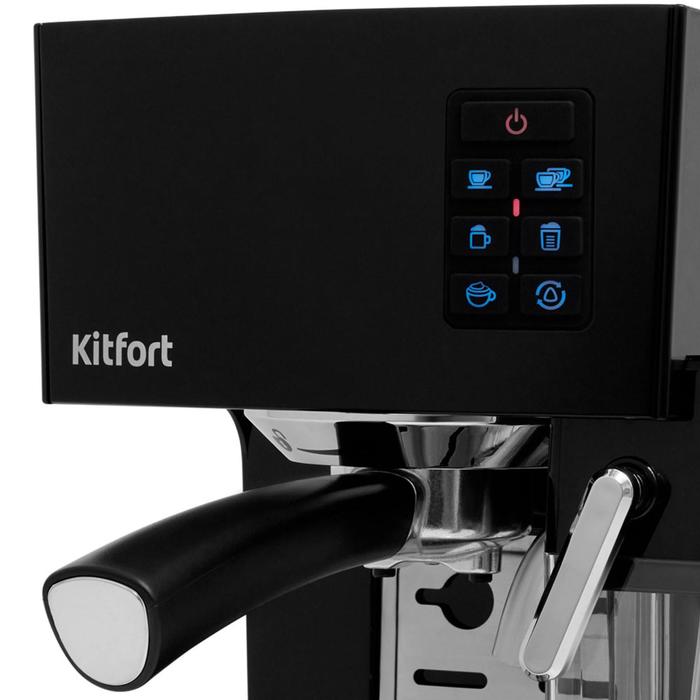 Кофеварка Kitfort КТ-743, рожковая, 1400 Вт, 1.4/0.4 л, чёрная