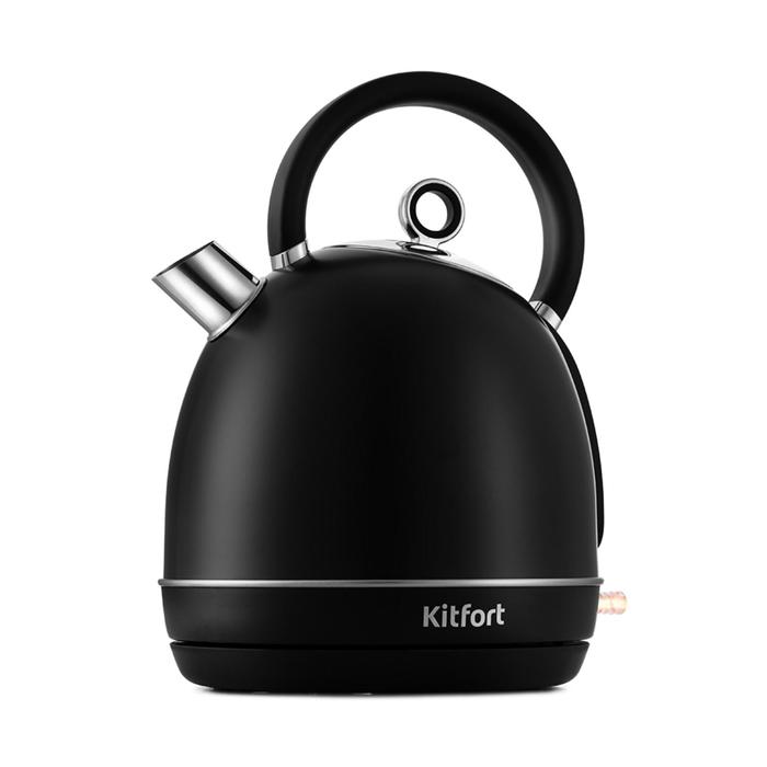 Чайник электрический Kitfort КТ-6117-1, металл, 1.7 л, 2200 Вт, чёрный