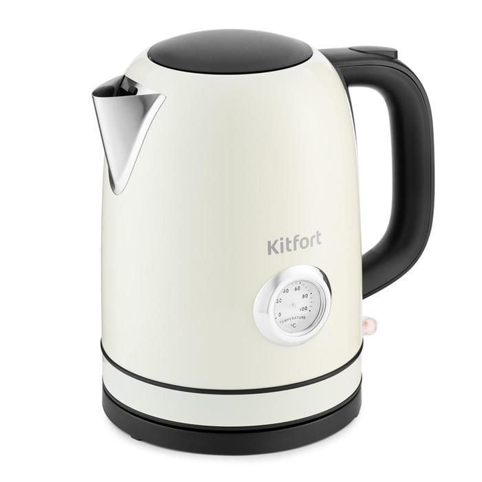 Чайник Kitfort КТ-683-3, металл, 1.7 л, 2200 Вт, бежевый
