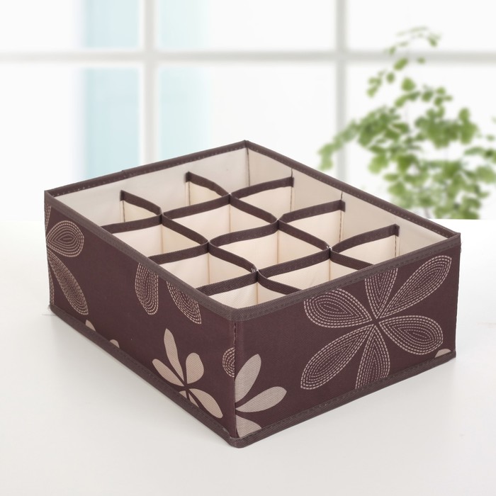 Набор органайзеров для белья 32х24х12 см, "Листочки" 3 шт, цвет коричневый