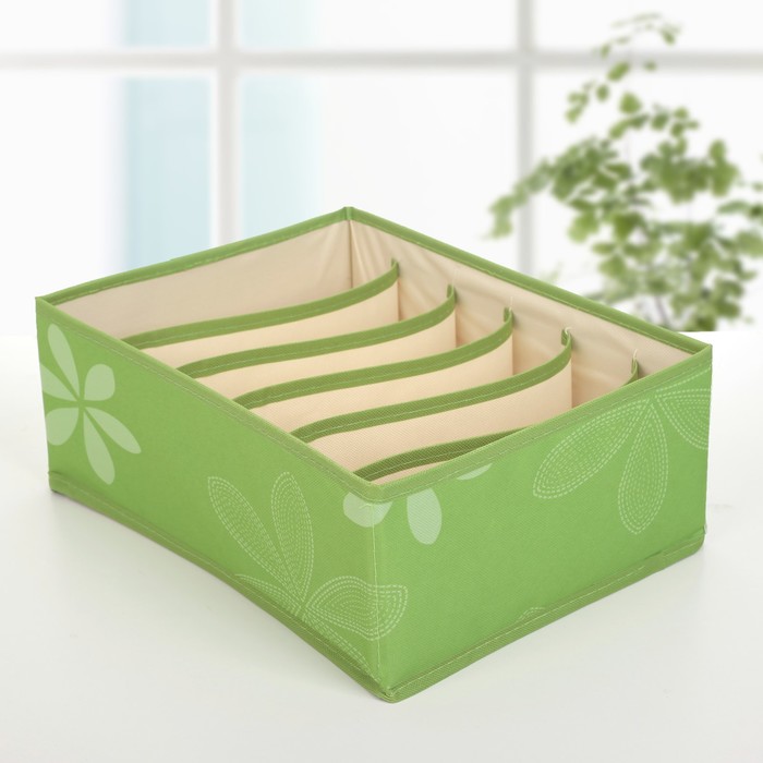 Набор органайзеров для белья 34х24х12 см, "Листочки" 3 шт, цвет зеленый