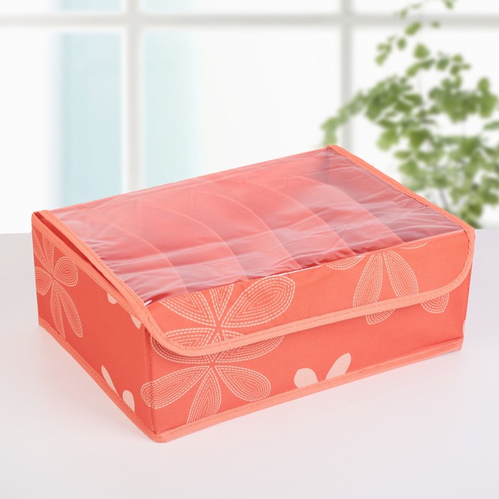Набор органайзеров для белья 32х24х12 см, "Цветы" 3 шт, цвет оранжевый