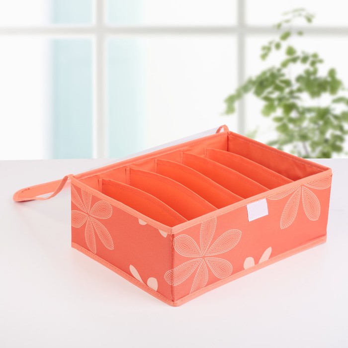 Набор органайзеров для белья 32х24х12 см, "Цветы" 3 шт, цвет оранжевый