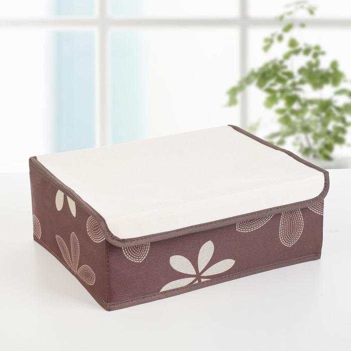 Набор органайзеров для белья с крышкой 32х24х12 см, "Листочки" 3 шт, цвет МИКС