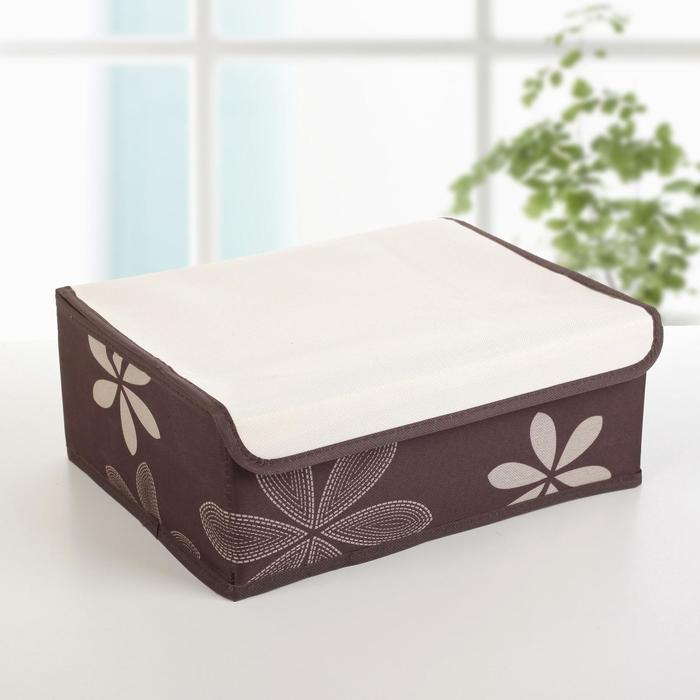 Набор органайзеров для белья с крышкой 32х24х12 см, "Листочки" 3 шт, цвет МИКС