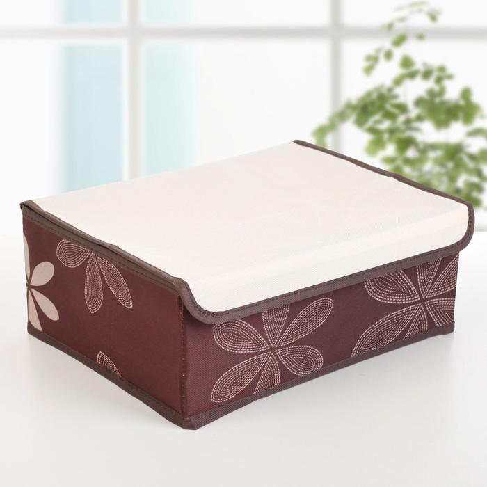 Набор органайзеров для белья с крышкой 32х24х12 см, "Листочки" 3 шт, цвет МИКС