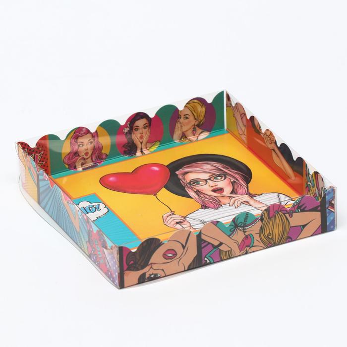 

Коробочка для печенья с PVC крышкой, "Pop-art", 15 х 15 х 3 см