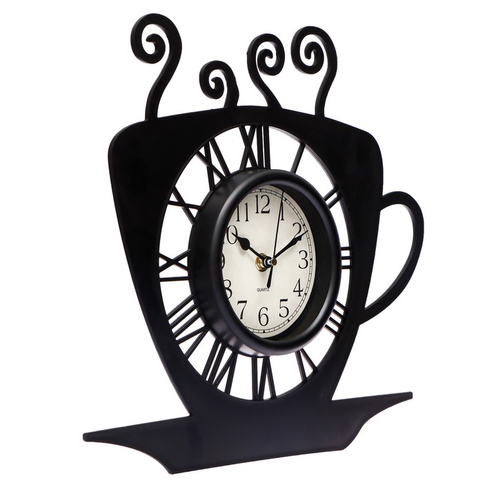 фото Часы настенные, серия: кухня, "кофейная чашка", 31 х 33 см, черные