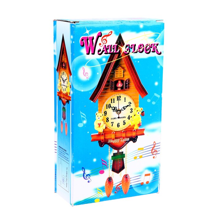 Часы настенные с кукушкой, Мишки в домике с остроносой крышей