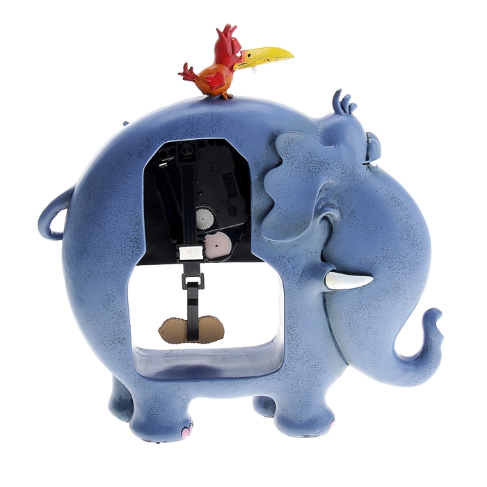 Часы настольные "Синий слон с птичкой", 27.2х27.5 см