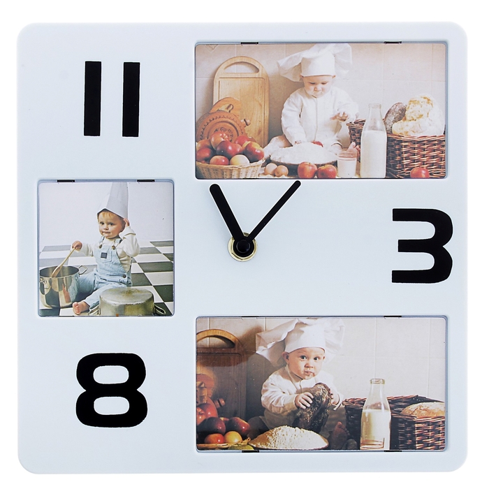 Часы настольные с тремя фоторамки, подставка