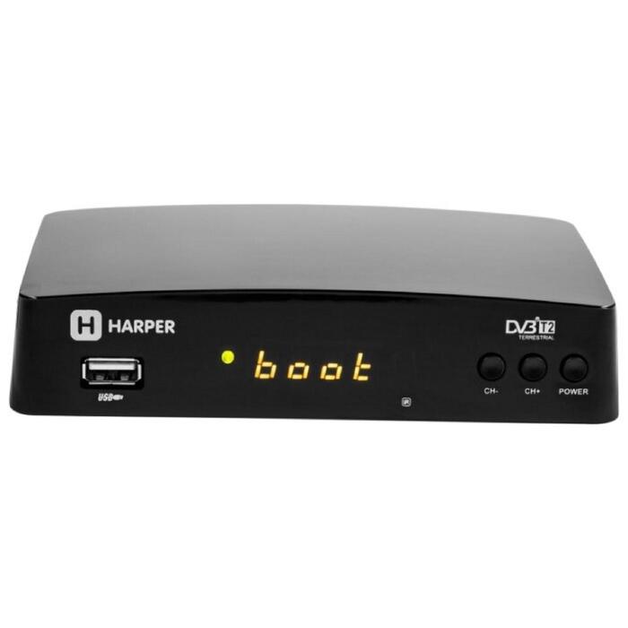 Приставка для цифрового ТВ HARPER HDT2-1511, FullHD, DVB-T2, HDMI, RCA, USB, черная