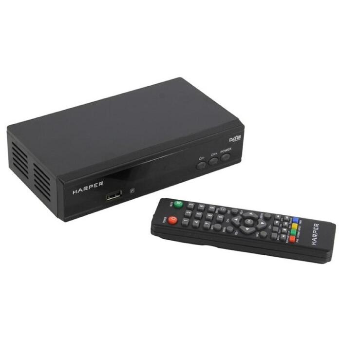 Приставка для цифрового ТВ HARPER HDT2-2030, FullHD, DVB-T2, HDMI, RCA, USB, черная