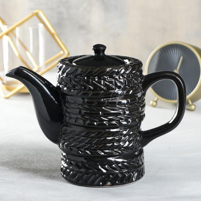 фото Чайник заварочный "шины" черный ,1.4л. керамика ручной работы
