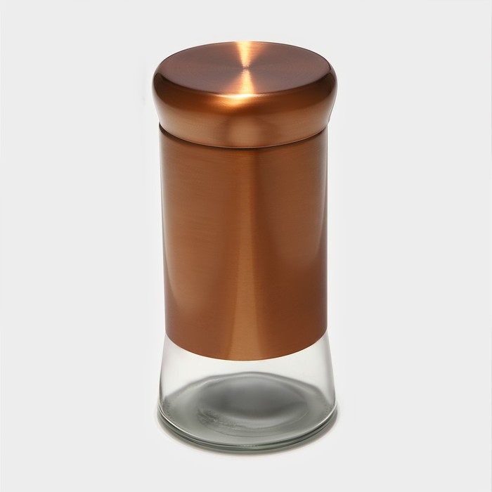 Солонка стеклянная «Стиль», 150 мл, 5,5×8 см, цвет бронзовый солонка стеклянная доляна стиль 130 мл 5×8 см цвет серебряный