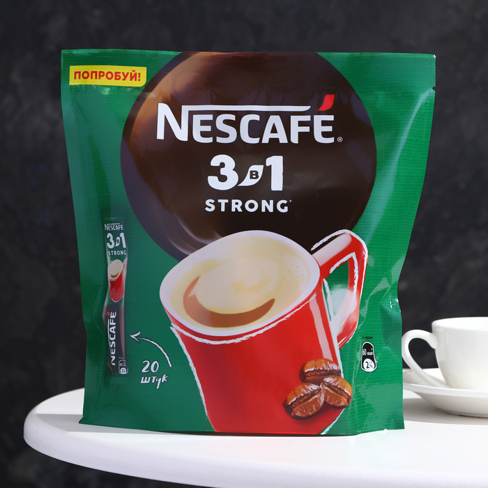 кофе растворимый wakey 3 в 1 288 г Кофе растворимый Nescafe 3 в 1, Strong, 14,5 г