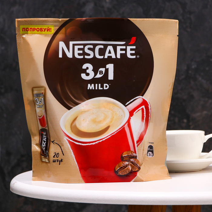 кофе растворимый wakey 3 в 1 288 г Кофе растворимый Nescafe 3 в 1, Mild, 14,5 г