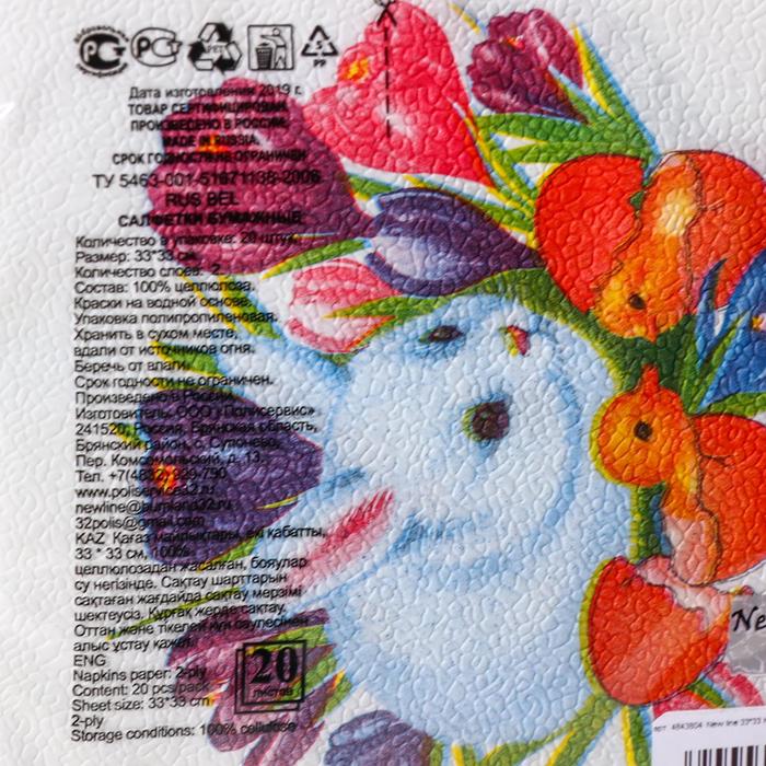 Салфетки бумажные New line «Кролик», 2 слоя, 33*33 см, 20 шт. 4843804