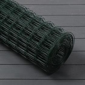 Сетка сварная, 1,5 × 10 м, ячейка 50 × 50 мм, d = 1,6 мм, металл с ПВХ покрытием, зелёная Ош