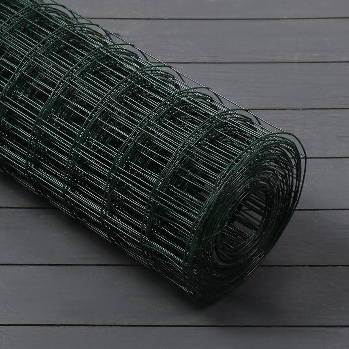 фото Сетка сварная, 1,5 × 10 м, ячейка 50 × 50 мм, d = 1,6 мм, металл с пвх покрытием, зелёная