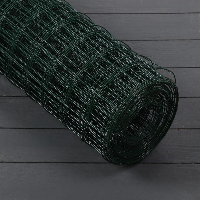 фото Сетка сварная, 1,8 × 10 м, ячейка 50 × 50 мм, d = 1,6 мм, металл с пвх покрытием, зелёная