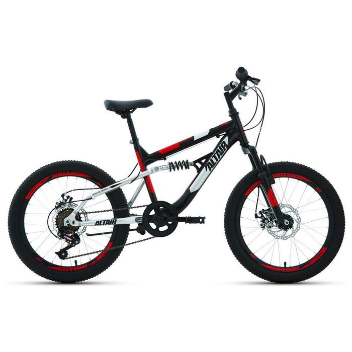 фото Велосипед 20" altair mtb fs disc, 2021, цвет черный/красный, размер 14"