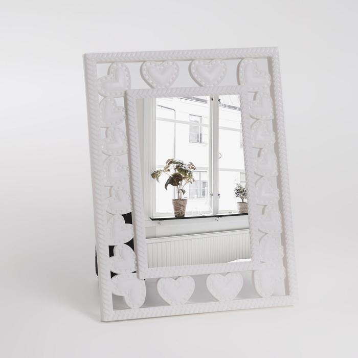 Зеркало настольное, зеркальная поверхность 9 × 14 см, цвет белый