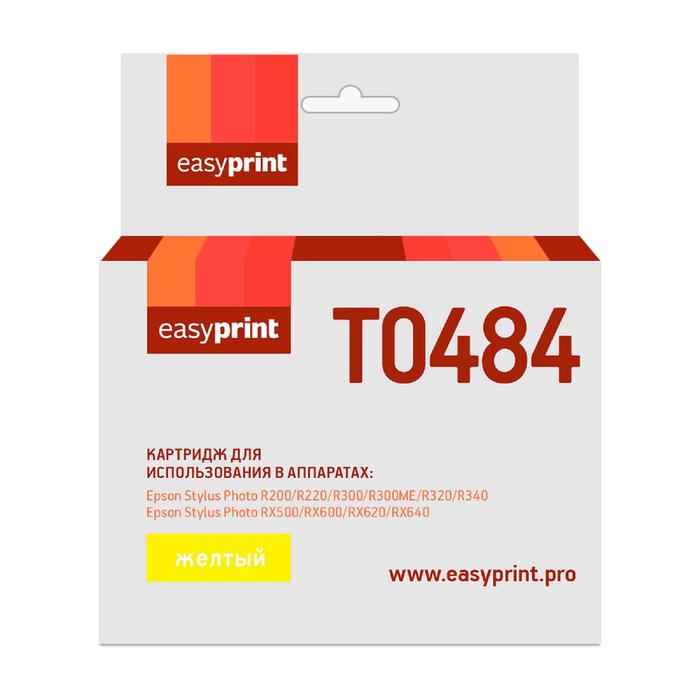Картридж EasyPrint IE-T0484 (C13T04844010/T0484/ R200/R300/RX500/RX600) Epson, желтый картридж easyprint ie t0484 для epson stylus photo r200 300 rx500 600 желтый с чипом