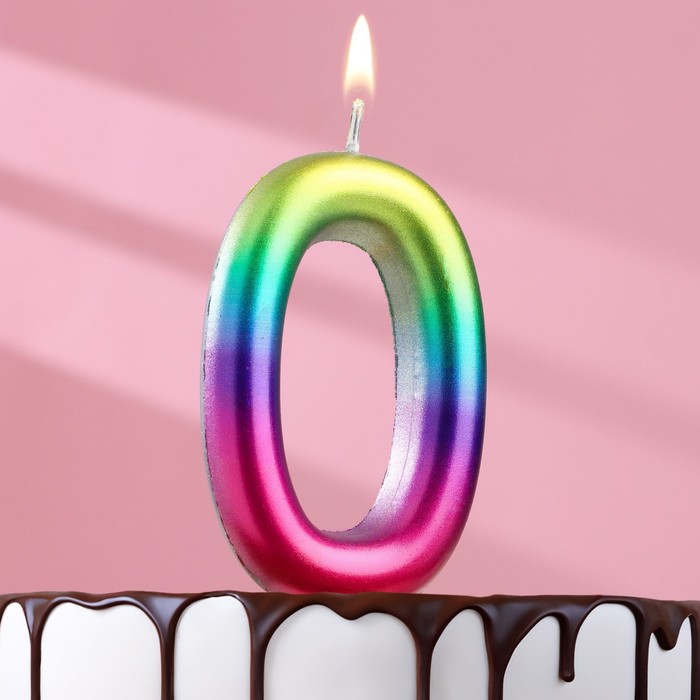 Свеча в торт Акварель, цифра 0, 9 см, ГИГАНТ свеча в торт акварель цифра 0 9 см гигант