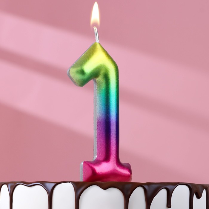 Свеча в торт Акварель, цифра 1, 9 см, ГИГАНТ свеча в торт акварель цифра 5 6 см