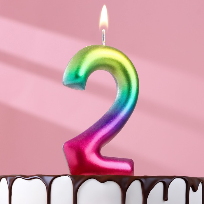 Свеча в торт Акварель, цифра 2, 9 см, ГИГАНТ свеча в торт акварель цифра 0 9 см гигант