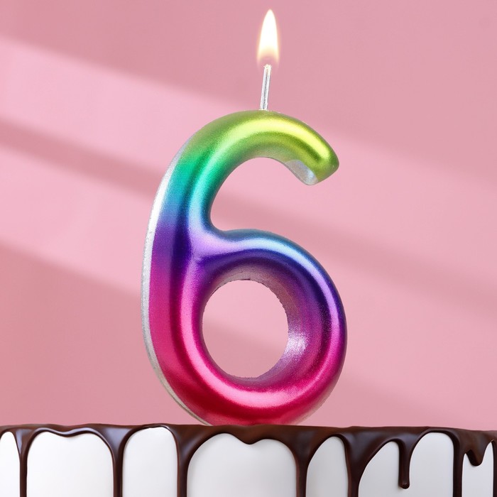 Свеча в торт Акварель, цифра 6, 9 см, ГИГАНТ свеча в торт акварель цифра 5 6 см