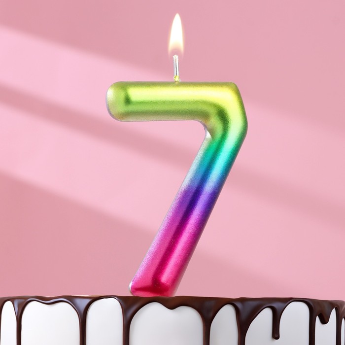 Свеча в торт Акварель, цифра 7, 9 см, ГИГАНТ свеча в торт акварель цифра 0 9 см гигант