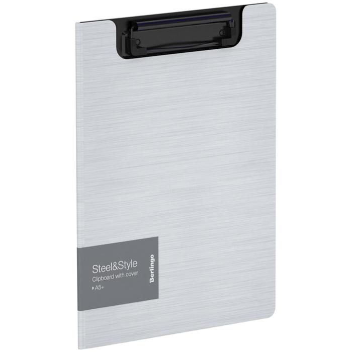 Папка-планшет с зажимом A5+ Berlingo "Steel&Style", 1800мкм, пластик (полифом), белая