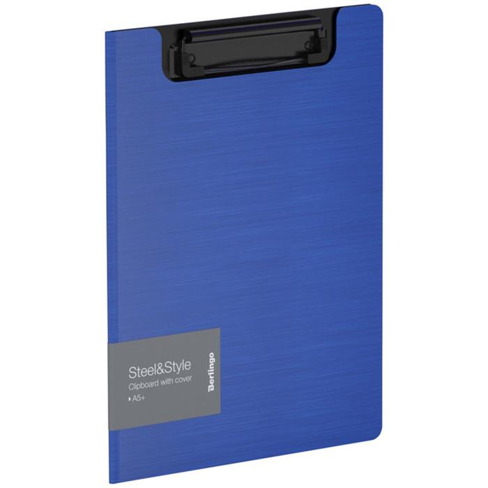 Папка-планшет с зажимом A5+ Berlingo "Steel&Style", 1800мкм, пластик (полифом), синяя